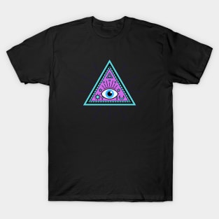 All Seeing eye - light blue and purp with blue eye T-Shirt